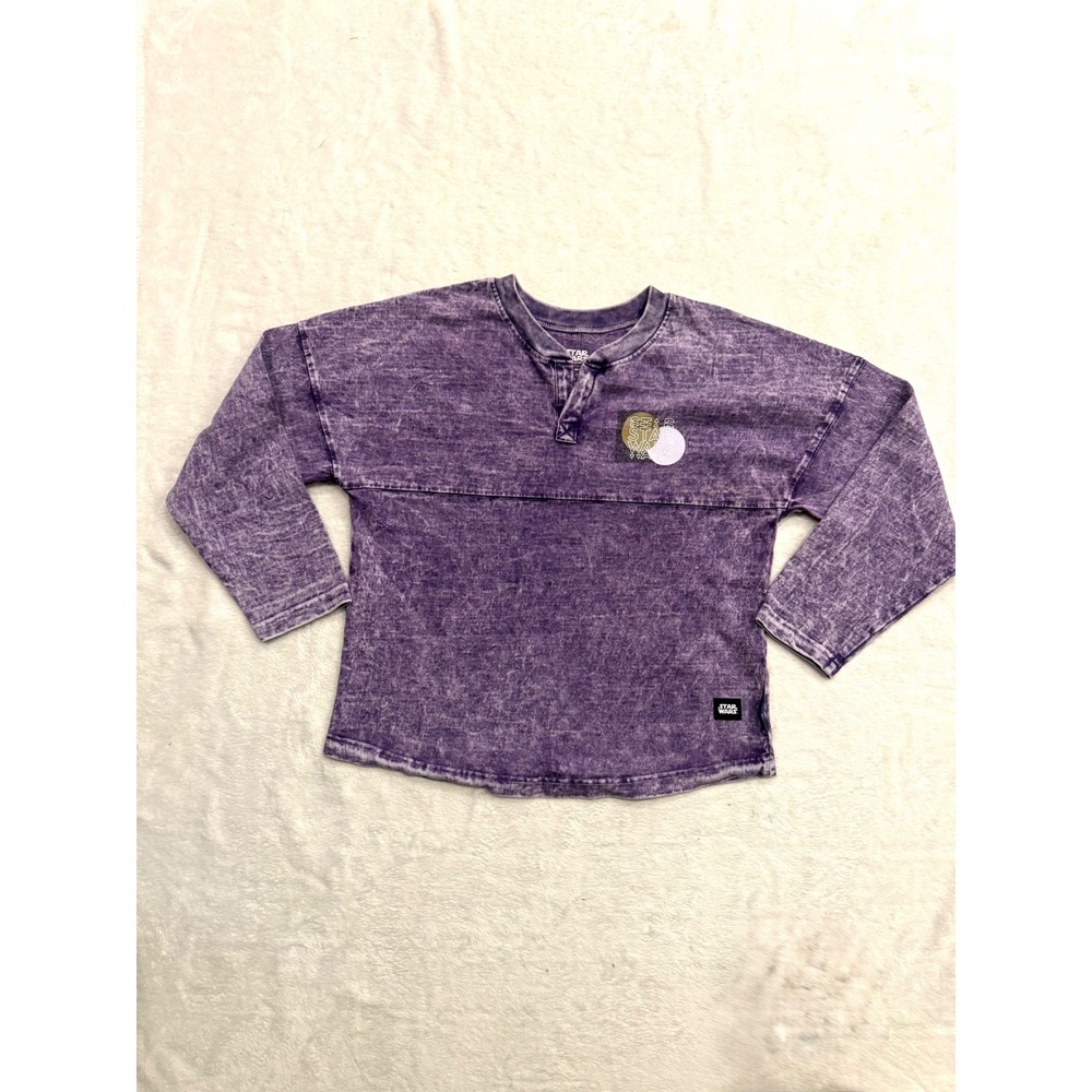 Star Wars Spirit Jersey Purple Acid Wash Henley Long Sleeve Kids Large 11/12